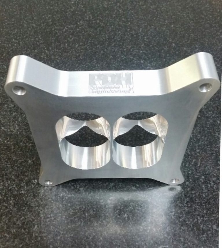 1" carby spacer, 4150 Holley, tapered 4 hole to 2, suit dual plane