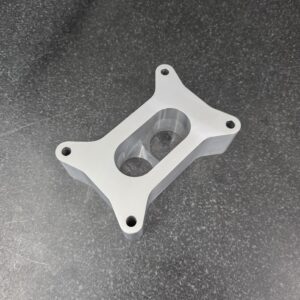 2" carby spacer, suit 2 barrel 350 Holley, Tapered 2 hole to 1, Super Sucker style